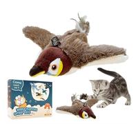 EIRZNGXQ Flying Bird Interactive Chirping Bird Cat Toy, Interactive Chirping Birds Cats Toys with Flapping Wings, Simulated Electric Shaking Birds Cats Toys for Indoor Use (brown 1pcs)