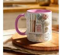 EIRZNGXQ Love Crocheting Personalized Accent Mug, Custom Yarn Hooks Knitting Tools Drinking Cup with Names, Crocheting Women Coffee Cup for Crochet Mom Grandma Wife