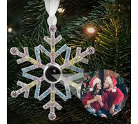 EIRZNGXQ Personalized Custom Photo Ornament with Picture Inside, Snowflake Projection Pendant Hanging Tree Decorations Gift, Projects Cherished Memories for Family Couples Wedding (10mm 1pcs)