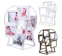 EIRZNGXQ Personalized Rotatable Windmill Ferris Wheel Picture Frames, Vintage Photo Frame with 6 Photo, Desk Table Top Photo Frames for Home Décor Christmas Birthday Gifts (White 1pcs)