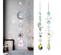 EIRZNGXQ Window Crystal Suncatcher, Hanging Ornament Chakra Crystals Colorful Crystal Pendants for Home, Office, Garden Decoration, Car Pendant, Birthday Present and Christmas Ornaments (2pcs)