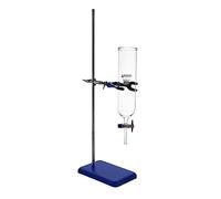 EISCO 500mL Dropping Funnel with Laboratory Support Stand - Includes Glass Dropping Funnel, 3.75 lb Metal Retort Base & Rod, Clamp with Bosshead