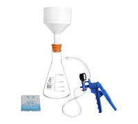 Eisco Complete Vacuum Filtration Kit - Includes 1000mL Filtering Flask, Hand Vacuum Pump, Buchner Funnel, Filter Papers, Rubber Tubing & Stopper - Labs
