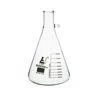 Eisco Filtering Conical Flask with Integral Side Arm | Borosilicate Glass with Integral Plastic Side Arm | 500mL White Graduations | 5000mL Volume