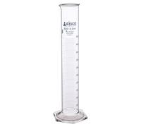 EISCO Graduated Cylinder, 500ml - Class A Tolerance ±2.50ml - Hexagonal Base - Blue Graduations - Borosilicate 3.3 Glass