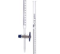 Eisco Labs - 50mL Class A Burette ±0.05mL, Borosilicate Glass with PTFE Key Stopcock - ISO 385 Batch Certified - High Durability and Chemical Resistance, Burette with Stopcock, Precise Flow Burette