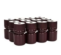 EISCO - Pack of 12 8mL Narrow Mouth Amber HDPE Reagent Bottles with Polypropylene Caps, Non-Sterile, Light-Sensitive Storage, -100 to 120°C Temperature Range, Leak-Proof Tested, Lab Sample Containers