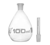 EISCO Pycnometer, Calibrated, 100mL - Specific Gravity Bottle with Flat Bottom & Perforated Stopper - Borosilicate 3.3 Glass