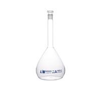 EISCO Volumetric Flask, 5000mL - Borosilicate Glass - Class A - Hexagonal Hollow Glass Stopper - Single Blue Graduation