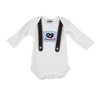 Eisenherz Babygro, Long-Sleeved in Bright Blue “Lausbub” and “Breze” with Braces, in Different Sizes - Cute “Trachtenlook” Size 74
