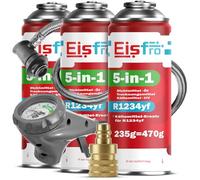 Eisfro - 5in1 R1234yf XL + Hose + YF Car Air Conditioning Adapter with Oil, Sealant, UV Dye and Desiccant - Quick Application - Protects the Compressor - 3x235 g