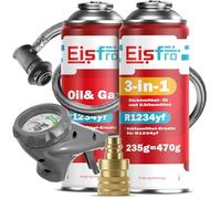 Eisfro - R1234yf Car Air Conditioning Refill + Gas R1234yf 3in1 for Car AC - 2X 235 g with Hose and Adapter - ECO