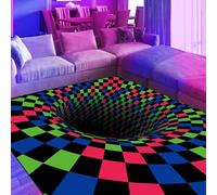EISKBC Blacklight Vortex Illusion Rug, 3D Neon UV Reactive Area Rug, Large Visual Optical Floor Mat Carpet, Glow in The Dark Fluorescent Playroom Decor 70x47inch