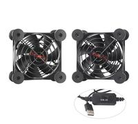 EISKUHL, Silent USB Fan, 5V Portable Cooling Fan, 3 Adjustable Wind speeds for Receiver DVR Playstation Xbox Computer Cabinet Cooling (2, Black, 80mm)