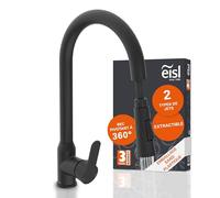 EISL Adria Kitchen Tap Black, Sink Mixer Tap Black 360° Rotatable, Kitchen Mixer Tap Black with High Spout, Kitchen Tap Black with Two Sprinkles, NI183ADRB