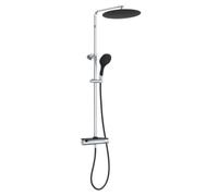EISL DX1103CST Grande VITA System with Thermostat and Shelf, rain Wall Mount (Also for existing Drill Holes), Column Shower Mixer in Set, Black, B x H x T ca. 267 x 1180 x 530 mm