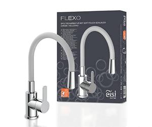 EISL Flexo Chrome/Light Grey Flexible Sink Mixer Tap Flexible Kitchen Tap High Spout with Soft Touch Hose 360 Degree Swivel Kitchen Flexible NI186FLHG