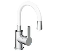 EISL Flexo NI075FLCRW Washbasin Tap Fitting with Flexible Spout Energy-Saving Function/Water-Saving Function Chrome/White