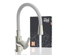 EISL Flexo Stainless Steel/Grey Flexible Sink Tap, Flexible Tap for Kitchen, High Spout with Soft Touch Hose, 360 Degree Swivel, Kitchen Flexible Tap, NI186FLNIG