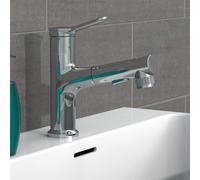 EISL NI075VARCR Variable Washbasin Tap with Pull-Out Shower, Bathroom Tap with Opening on the Top, Tap for the Sink with Shower Jet, Chrome