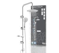 EISL Room DXLD60087CS Column with Large Rain 200 x 200 mm and Hand Shower Ideal for Retrofitting Use of Existing Drill Holes Complete Mounting Set Chrome/White