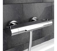 EISL Carneo Bath Mixer Tap with Thermostatic Regulation, Waterfall Spout, Safety Lock at 38°C, Lower Risk of Shock Due to Short Overhang, Chrome