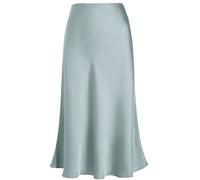 Eisnnu Women's Satin Skirt High Waist Silk Solid Color Skirts Plus Size A-Line Midi Zipper Fishtail Skirts for Job Party (UK, Alpha, M, Regular, Regular, Gray Green)