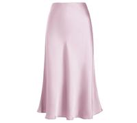 Eisnnu Women's Satin Skirt High Waist Silk Solid Color Skirts Plus Size A-Line Midi Zipper Fishtail Skirts for Job Party(UK, Alpha, XXL, Regular, Regular, Purple)