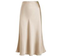 Eisnnu Women's Satin Skirt High Waist Silk Solid Color Skirts Plus Size A-Line Midi Zipper Fishtail Skirts for Job Party (UK, Alpha, XXL, Regular, Regular, Champagne)