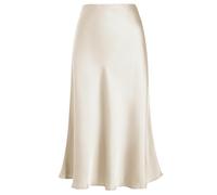 Eisnnu Women's Satin Skirt High Waist Silk Solid Color Skirts Plus Size A-Line Midi Zipper Fishtail Skirts for Job Party(UK, Alpha, L, Regular, Regular, Apricot)