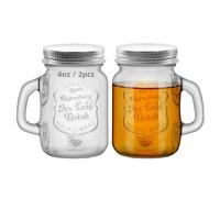 eispap 2 Pcs 4 oz Mini Mason Jar Mugs Mason Jar Mugs with Handles and Lids Small Drinking Glass and DIY Favor Decor Wedding Bridal Shower Party Supplies for Drinks, Gifts, Candles and Crafts
