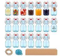 eispap 20Pcs 2oz Swing Top Glass Bottles,Flip Top Glass Bottle with Lids Sealable Kombucha Bottle for Brew Beer Syrup Vanilla Extract Air Tight Bottles (Blue)