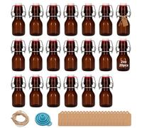 eispap 20Pcs 2oz Swing Top Glass Bottles,Flip Top Glass Bottle with Lids Sealable Kombucha Bottle for Brew Beer Syrup Vanilla Extract Air Tight Bottles (Amber)