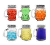 eispap 6 Pcs 4 oz Mini Mason Jar Mugs Mason Jar Mugs with Handles and Lids Small Drinking Glass and DIY Favor Decor Wedding Bridal Shower Party Supplies for Drinks, Gifts, Candles and Crafts