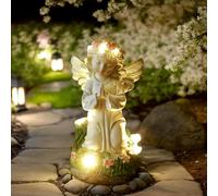 Eiswayla Solar Angel Garden Ornaments Outdoor, IP65 Waterproof Praying Angel Statue with LED Lights, Decorative Memorial Grave Ornaments, Unique Gardening Gifts for Mum, Grandma, Women (24.5cm)