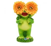 Eiswayla Solar Garden Frog Ornament - Funny Standing Frog Statue with Glowing Sunflower Eyes - Waterproof Resin Outdoor Decoration for Lawn, Patio & Flowerbed - Novelty Gardening Gifts for Women