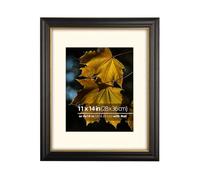 Eitida 11x14 in or 8x10 with Mount Wood Black and Gold 2 Tone Vintage Antique Retro Picture Frame, Glass Protection, Wall Hanging Photo Display