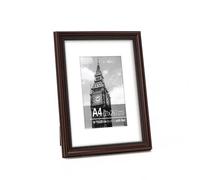 Eitida A4 Real Wood Vintage Picture Frame, Mahogany Border with Black Beads, Passe-partout for 8x10 (15x20 cm) Photo, Fine Art or Document, Vertical or Horizontal Display, Real Glass