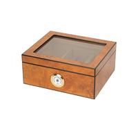 Eitida Desktop Humidor Case Holds 25-50 Cigar, Tempered Glass Top Display, Handcraft Spanish Cedar Wood Storage Box with Divider, Humidifier and Hygrometer, Burlwood Blond