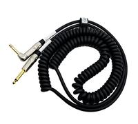 EITMOSS Coiled Guitar Cable with Mute Button Electric Instrument Coil Cable Curly Instrument Cable Stretchable 1/4 Right Angle to Straight Ends Plug 16Ft Black 5m