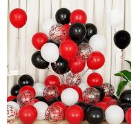 Eitolo 50Pcs Red Black White Balloons, 12 Inch Red and White Latex Balloons for Kids Boys Baby Shower Graduation Carnival Circus Theme Birthday Party Decorations