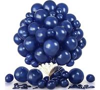 Eitolo 60pcs Navy Blue Balloons, Dark Blue Solid Color Latex Balloons, 30x12", 5x5, 30x5 Inch, 10m Gold & White Ribbon, DIY Balloon Arch, Birthday, Baby Shower, Wedding Decor