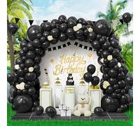 Eitolo Black Balloons 143 pcs Black Balloon Arch Garland Kit 5/10/12/18 Inch Different Size Matte Latex Balloon for Men Boys Women Girls Graduation Birthday Party Halloween New Year Decoration