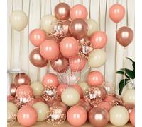 Eitolo Dusty Pink Balloon, 50PCS 12 Inch Rose Gold Pink Balloons Sand White Balloon with Rose Gold Confetti Balloons for Girls Birthday Baby Shower Boho Wedding Anniversary Bachelorette Decorations