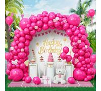 Eitolo Hot Pink Balloons 143 pcs Hot Pink Balloon Arch Garland Kit 5/10/12/18 Inch Different Size Matte Rose Red Latex Balloons for Women Girl Pink Party Wedding Baby Bridal Shower Birthday Decoration