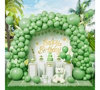 Eitolo Sage Green Balloons 143 pcs Retro Green Balloon Arch Garland Kit 5/10/12/18 Inch Different Size Olive Green Latex Balloons for Women Girls Baby Shower Birthday Wedding Jungle Party Decoration
