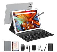 EITOMIN Tablet 10 inch 2026 Latest Android Tablet 128GB ROM+16GB RAM+1TB Expandable Octa-Core 5G WiFi 1080FHD/13MPCamera/7000mAh/Bluetooth 5.0/GPS/Tab with Keyboard/OTG/Mouse/Pen Silver