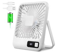 EITVLAGE Small Desk Fan, Portable USB Rechargeable, Tilt Folding Personal Mini Fan with 2000mAh Battery and LCD Display, Strong Wind, Ultra Quiet, 5 Speed Modes for Office, Home, Camping