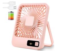EITVLAGE Small Desk Fan, Portable USB Rechargeable, Tilt Folding Personal Mini Fan with 2000mAh Battery and LCD Display, Strong Wind, Ultra Quiet, 5 Speed Modes for Office, Home, Camping