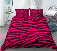 Eiufga 3D Printed Beautiful Red Leopard Print Cartoon Bedding Sets Universal Ultra Soft Down Duvets Cover With Zip Pillowcase Home Cosy 3-Piece Bedding Set Duvet Cover Double 200X200 Cm
